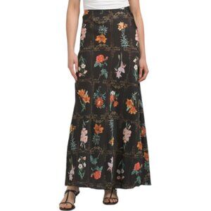 TASH & SOPHIE Made In Usa Pull On Botanical Printed Maxi Skirt